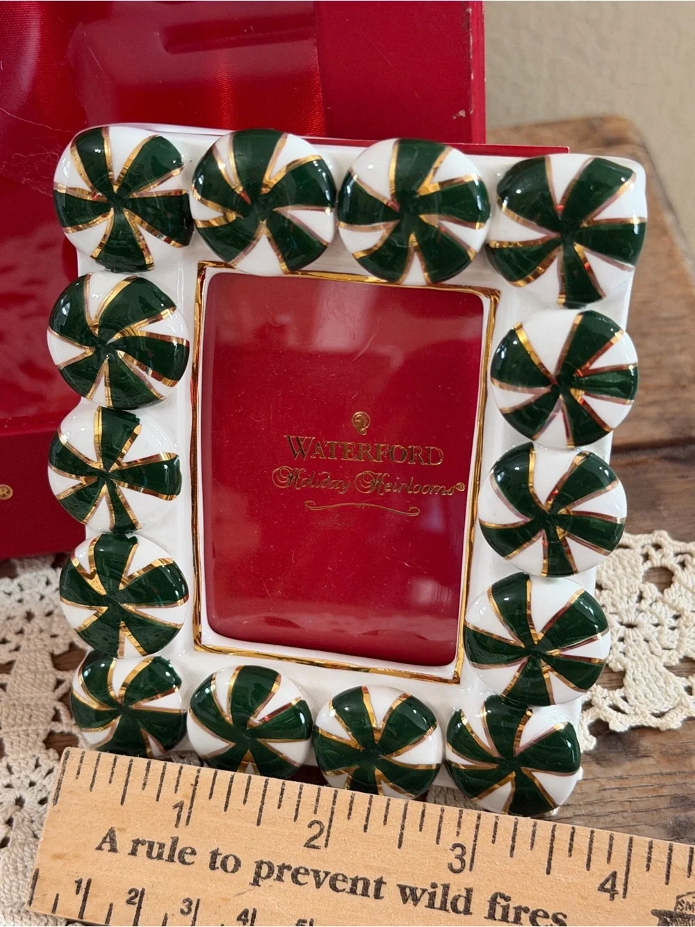 Waterford Peppermint Holiday Frames in Red & Green
